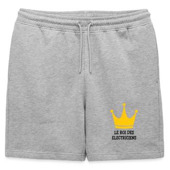 Le Roi des Électriciens : Maître de la Tension - Short de survêtement homme premium - gris chiné - Devant - AI Model Male 178 light (178cm)