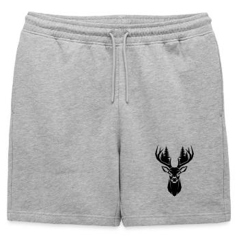 Deer Head Trees Forest Silhouette - Mens' Premium Organic Sweatshorts - heather grey - Front - AI Model Male 178 light (178cm)