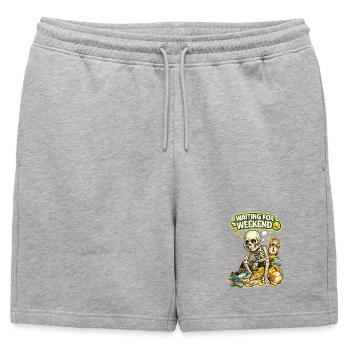 Waiting for Weekend Funny Skeleton Shirt - Mens' Premium Organic Sweatshorts - heather grey - Front - AI Model Male 178 light (178cm)