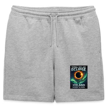 Éclipse solaire totale Islande 2026 Reykjavik - Short de survêtement homme premium - gris chiné - Devant - AI Model Male 178 light (178cm)