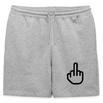 Signe de la main du majeur - Symbole Fuck You - Short de survêtement homme premium - gris chiné - Devant - AI Model Male 178 light (178cm)