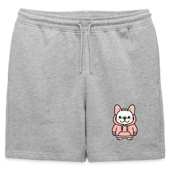 Bouledogue français - Short de survêtement homme premium - gris chiné - Devant - AI Model Male 178 light (178cm)