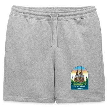 Affiche vintage de voyage de la cathédrale de Cologne, Allemagne - Short de survêtement homme premium - gris chiné - Devant - AI Model Male 178 light (178cm)