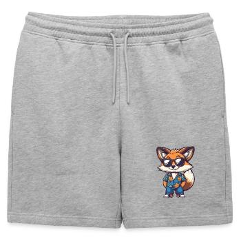 Fox Comic Holiday - Short de survêtement homme premium - gris chiné - Devant - AI Model Male 178 light (178cm)