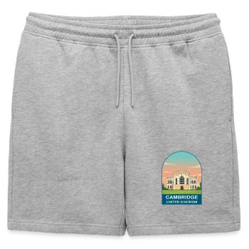 Art d’affiches de voyage vintage Cambridge UK - Short de survêtement homme premium - gris chiné - Devant - AI Model Male 178 light (178cm)