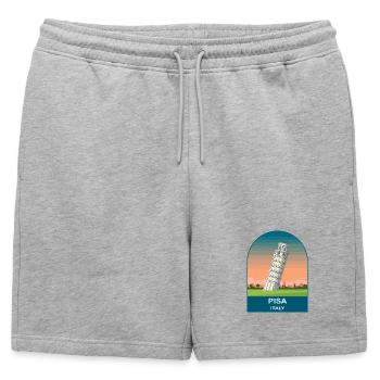 Art d’affiche de voyage vintage à Pise en Italie - Short de survêtement homme premium - gris chiné - Devant - AI Model Male 178 light (178cm)