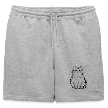 gros chat mignon - Short de survêtement homme premium - gris chiné - Devant - AI Model Male 178 light (178cm)