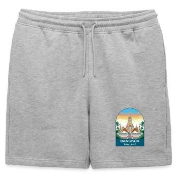 Art d’affiches de voyage vintage du temple de Bangkok Thaïlande - Short de survêtement homme premium - gris chiné - Devant - AI Model Male 178 light (178cm)