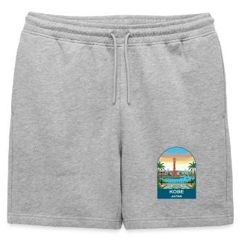 Port Tower de Kobe Japan Art de voyage vintage - Short de survêtement homme premium - gris chiné - Devant - AI Model Male 178 light (178cm)