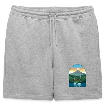 Banos Ecuador Volcano Art de voyage vintage - Short de survêtement homme premium - gris chiné - Devant - AI Model Male 178 light (178cm)