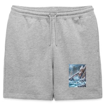 Icy Rocky Bridge over City - Mens' Premium Organic Sweatshorts - heather grey - Front - AI Model Male 178 light (178cm)