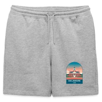 Art d’affiches de voyage vintage Delaware USA - Short de survêtement homme premium - gris chiné - Devant - AI Model Male 178 light (178cm)