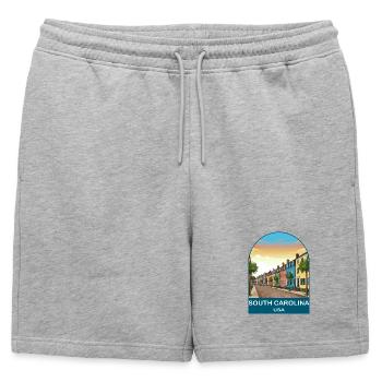 Affiche de voyage vintage de Caroline du Sud USA - Short de survêtement homme premium - gris chiné - Devant - AI Model Male 178 light (178cm)