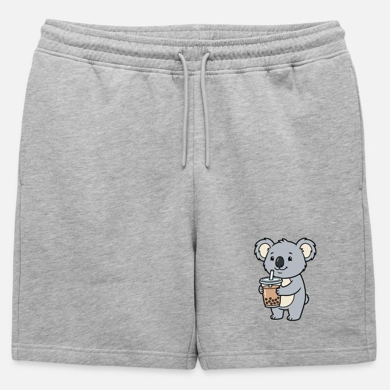 Koala-Bubble-Tea - Männer Premium Organic Sweatshorts - Grau meliert