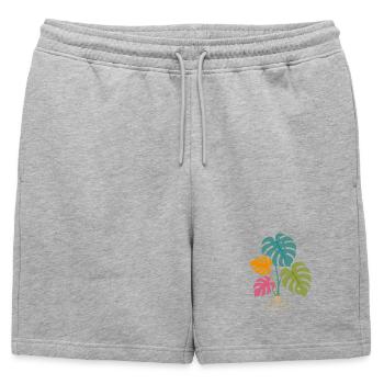 Feuilles de monstera colorées aux racines tropicales - Short de survêtement homme premium - gris chiné - Devant - AI Model Male 178 light (178cm)