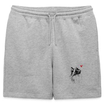 Cadeau de chat en forme d’aquarelle en forme de cœur pour chat - Short de survêtement homme premium - gris chiné - Devant - AI Model Male 178 light (178cm)