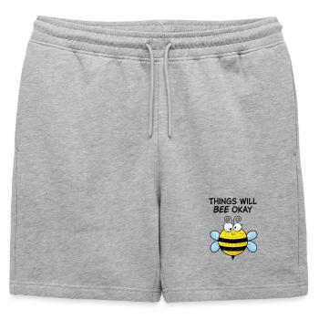 Tout ira bien – Sweet Motivational Bee - Short de survêtement homme premium - gris chiné - Devant - AI Model Male 178 light (178cm)