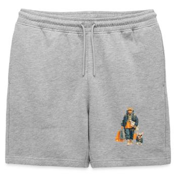 Glamour cat in streetwear jungle - Mens' Premium Organic Sweatshorts - heather grey - Front - AI Model Male 178 light (178cm)