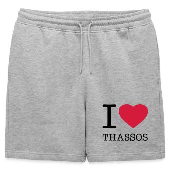 I LOVE THASSOS - Short de survêtement homme premium - gris chiné - Devant - AI Model Male 178 light (178cm)