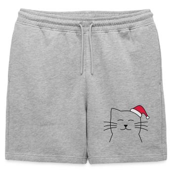 Chat Père Noël Père Noël cadeau de Noël - Short de survêtement homme premium - gris chiné - Devant - AI Model Male 178 light (178cm)