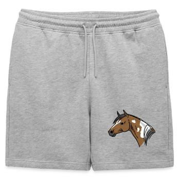 Portrait de cheval - Short de survêtement homme premium - gris chiné - Devant - AI Model Male 178 light (178cm)
