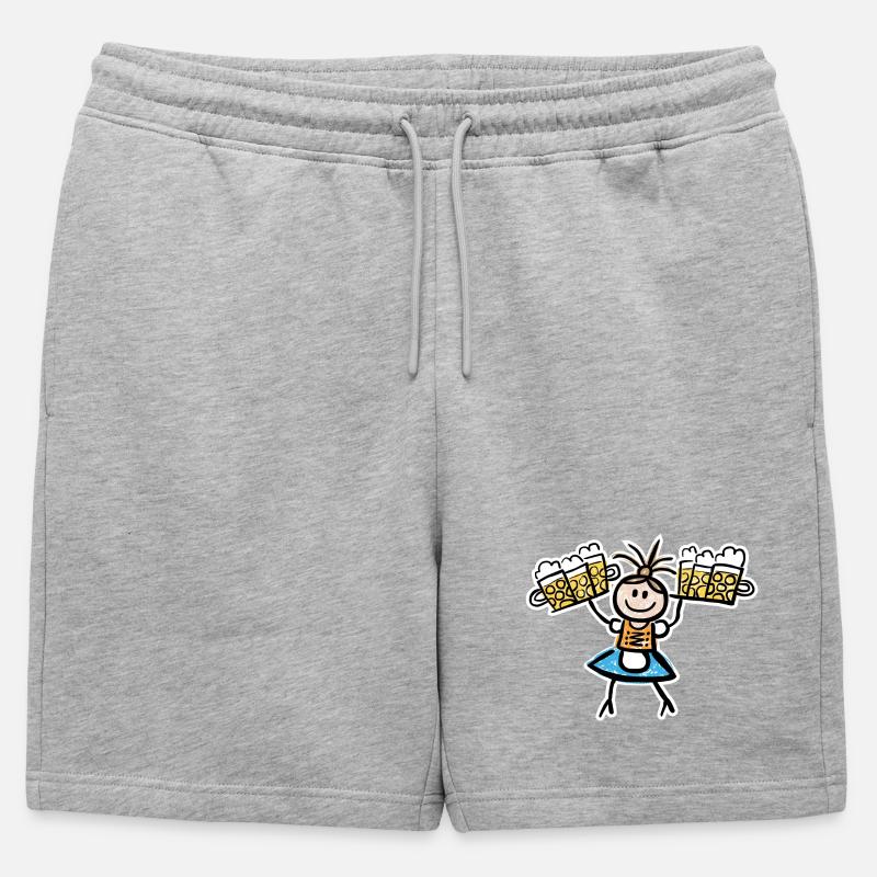 Kellnerin im Dirndl mit Biertablett - Männer Premium Organic Sweatshorts - Grau meliert