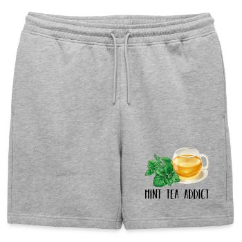 Mint Tea Addict Accro Mint Tea Gift Tea - Mens' Premium Organic Sweatshorts - heather grey - Front - AI Model Male 178 light (178cm)