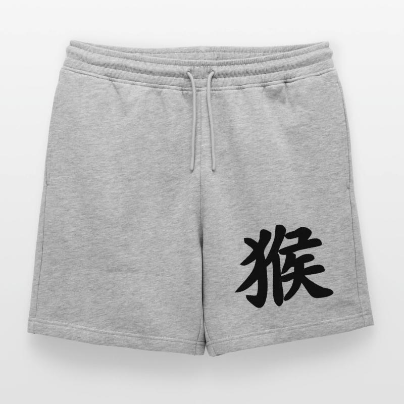 Chinese script monkey shadow image Mens' Premium Organic Sweatshorts