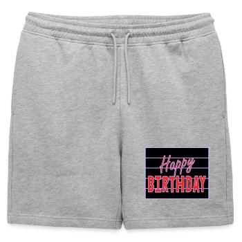 HAPPY BIRTHDAY. HAPPY BIRTHDAY. ANNIVERSARY. - Mens' Premium Organic Sweatshorts - heather grey - Front - AI Model Male 178 light (178cm)