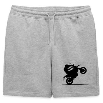Motorcycle Biker Symbol Wheelie Racing Motocross - Mens' Premium Organic Sweatshorts - heather grey - Front - AI Model Male 178 light (178cm)