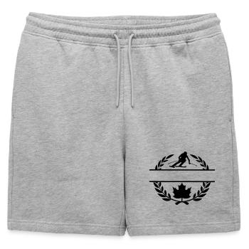 Canada maple leaf descent skier in laurel wreath - Mens' Premium Organic Sweatshorts - heather grey - Front - AI Model Male 178 light (178cm)