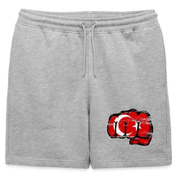 Poing de main drapeau turc utilisé - Short de survêtement homme premium - gris chiné - Devant - AI Model Male 178 light (178cm)