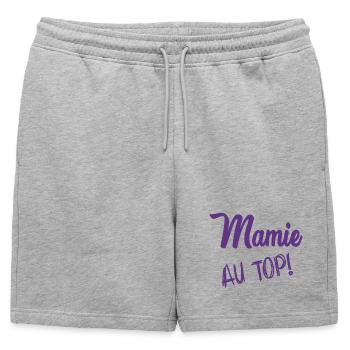 MAMIE. FÊTE DES MÈRES. BONNE FÊTE MAMIE - Short de survêtement homme premium - gris chiné - Devant - AI Model Male 178 light (178cm)