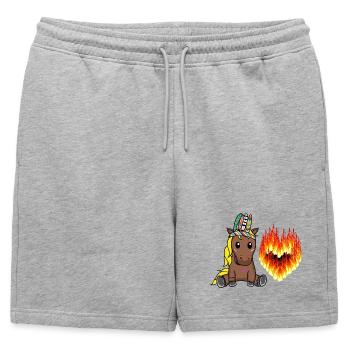 Hippie Cheval Valentine Coeur Amour Ardent Coeurs - Short de survêtement homme premium - gris chiné - Devant - AI Model Male 178 light (178cm)