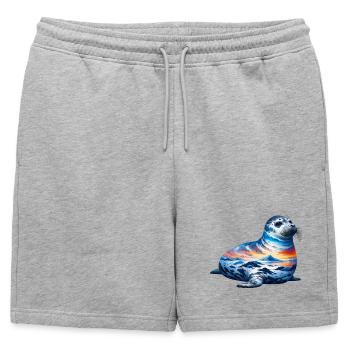 Phoque - Short de survêtement homme premium - gris chiné - Devant - AI Model Male 178 light (178cm)