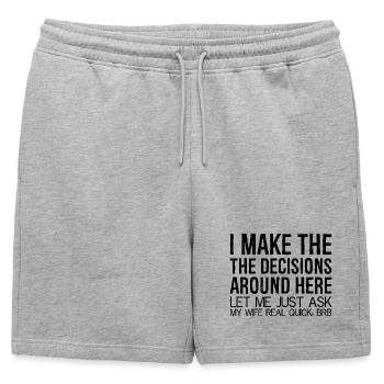 Je prends les décisions ici, permettez-moi de demander - Short de survêtement homme premium - gris chiné - Devant - AI Model Male 178 light (178cm)