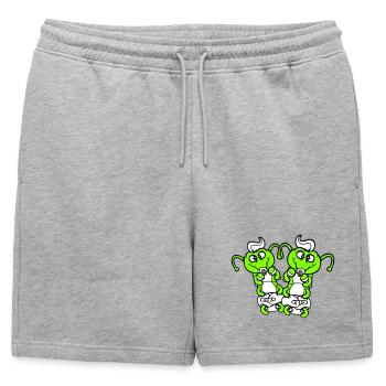 2 chenilles bébé hochet couche tétine enfant né - Short de survêtement homme premium - gris chiné - Devant - AI Model Male 178 light (178cm)