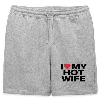 I Love My Hot Wife - Humorous declaration of love - Mens' Premium Organic Sweatshorts - heather grey - Front - AI Model Male 178 light (178cm)