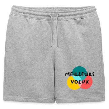 BONNE ANNEE. SAINT SYLVESTRE. NOUVELLE ANNÉE - Short de survêtement homme premium - gris chiné - Devant - AI Model Male 178 light (178cm)