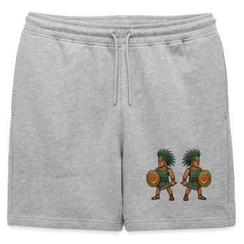 Aztec Double Warrior - Mens' Premium Organic Sweatshorts - heather grey - Front - AI Model Male 178 light (178cm)