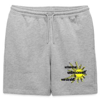 Irradiated - Mens' Premium Organic Sweatshorts - heather grey - Front - AI Model Male 178 light (178cm)