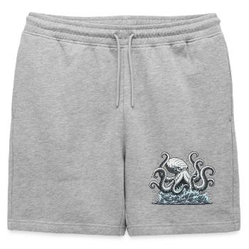 Pieuvre calmar Kraken - Short de survêtement homme premium - gris chiné - Devant - AI Model Male 178 light (178cm)
