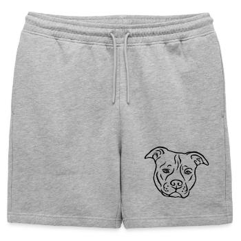 Tête de Satffordshire terrier américain - Short de survêtement homme premium - gris chiné - Devant - AI Model Male 178 light (178cm)