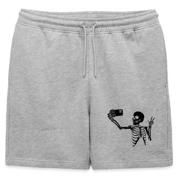 Ein letztes Selfie (schwarz) - Männer Premium Organic Sweatshorts - Grau meliert - Vorne - AI Model Male 178 light (178cm)