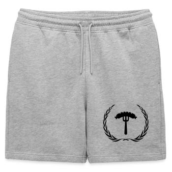Saucisse, fourchette, saucisse - Short de survêtement homme premium - gris chiné - Devant - AI Model Male 178 light (178cm)