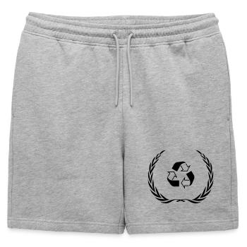 Recycling Symbol Kranz - Männer Premium Organic Sweatshorts - Grau meliert - Vorne - AI Model Male 178 light (178cm)