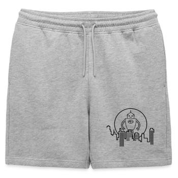 Stadt Silhouette Roboter: KI trifft Urbanes Design - Männer Premium Organic Sweatshorts - Grau meliert - Vorne - AI Model Male 178 light (178cm)
