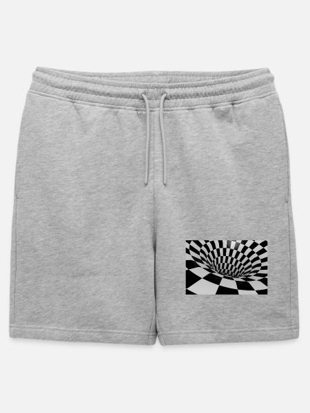 Black and White Tile Tunnel - Mens' Premium Organic Sweatshorts - heather grey