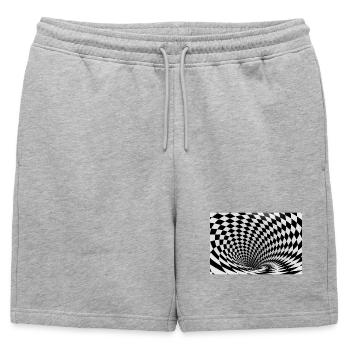 Vortex noir et blanc hypnotique - Short de survêtement homme premium - gris chiné - Devant - AI Model Male 178 light (178cm)