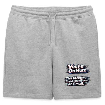 Tu es en sourdine pour cette réunion - Short de survêtement homme premium - gris chiné - Devant - AI Model Male 178 light (178cm)